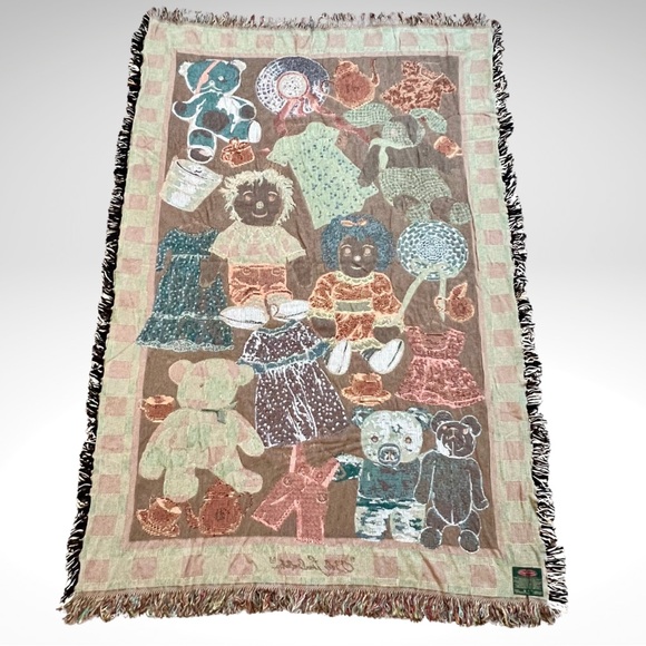 Bob Timberlake Dolls Teddy Tea Party Blanket Throw 46x68 - Picture 3 of 5